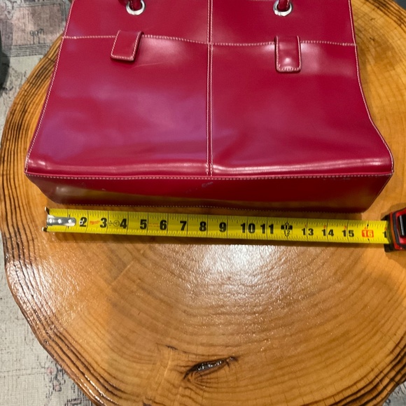 Wilsons Leather Red Structured Tote Handbag Business Laptop - Picture 3 of 16